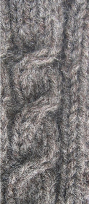 Cable sampler, Aran.
Jacob tweed grey