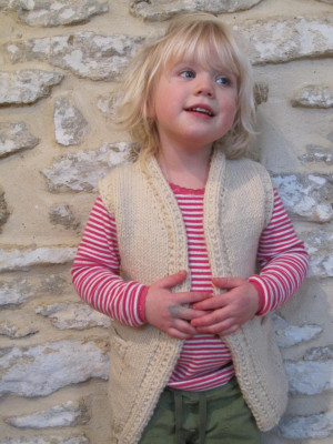 Child's waistcoat,Aran Dorset Down without side seams